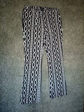 Messini Black & White Chain-Print Flared Leg Pants